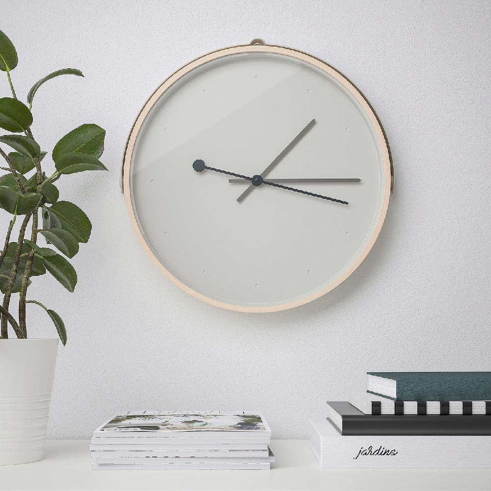 IKEA ROTBLÖTA Wanduhr Eschenfurnier/hellgrau 42 cm Neueste Stile