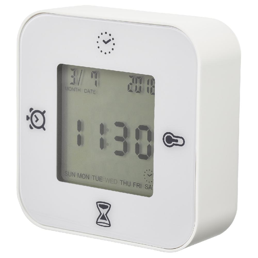 IKEA KLOCKIS Uhr/Thermometer/Wecker/Timer weiß 7x7 cm