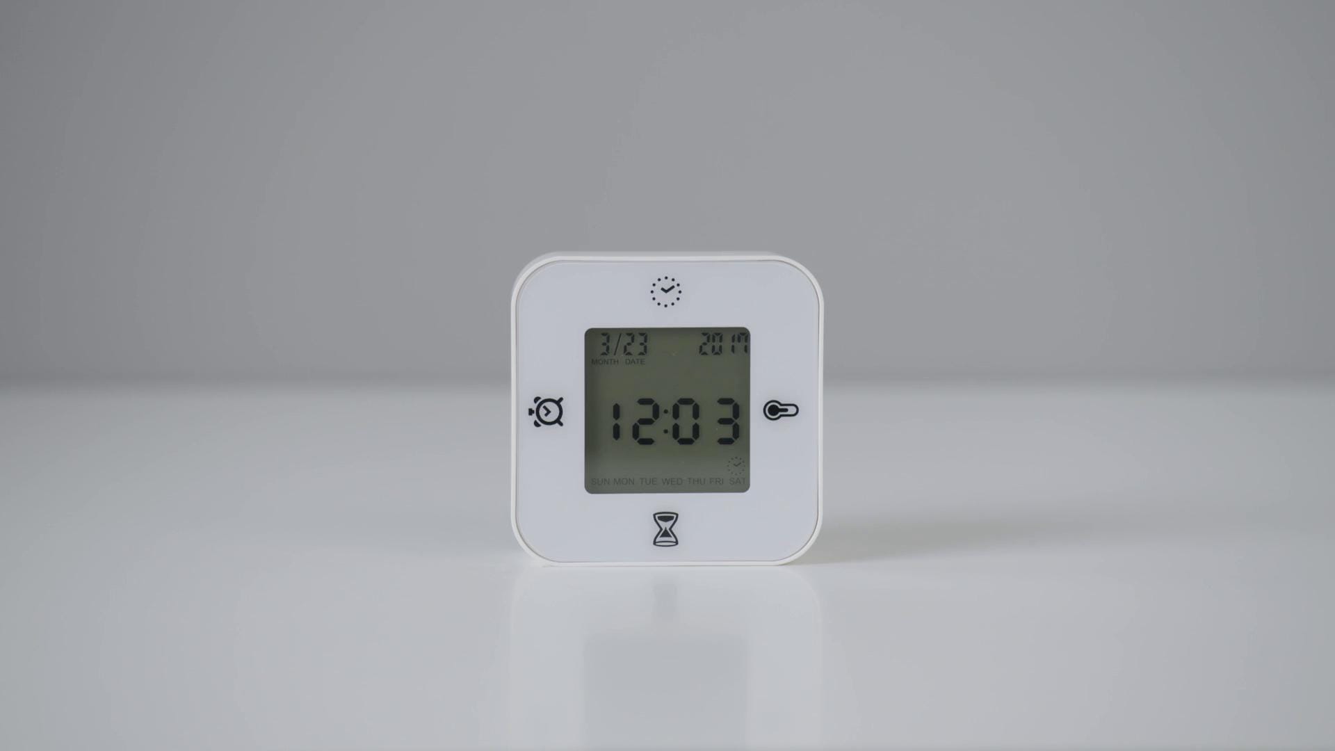 IKEA KLOCKIS Uhr/Thermometer/Wecker/Timer weiß 7x7 cm Letzter Tag