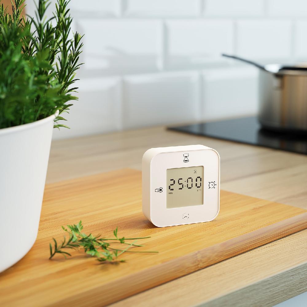 IKEA KLOCKIS Uhr/Thermometer/Wecker/Timer weiß 7x7 cm Letzter Tag