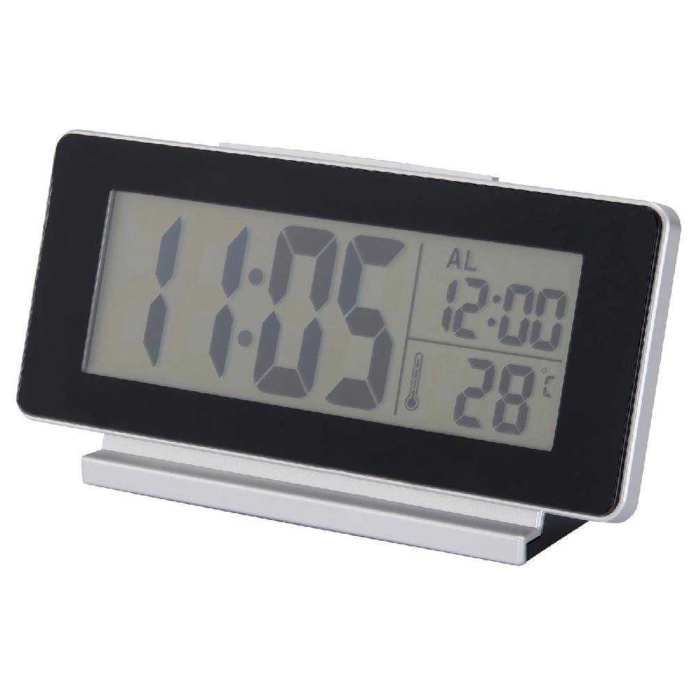 IKEA FILMIS Uhr/Thermometer/Wecker schwarz 16.5x9 cm