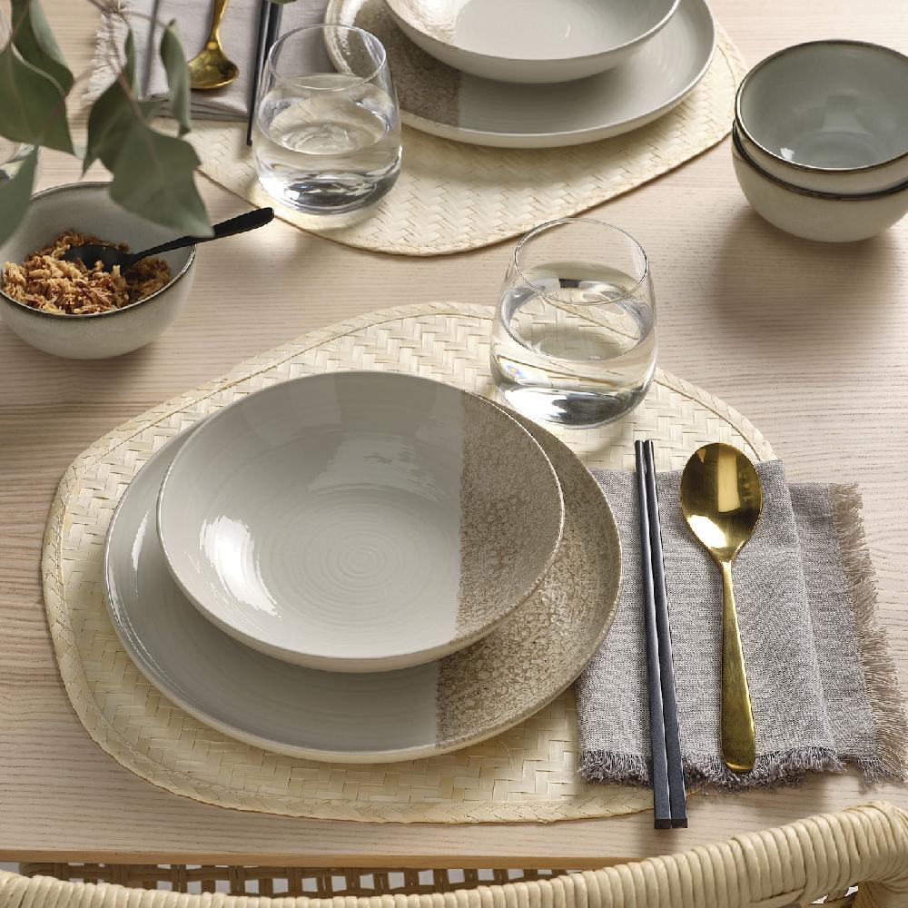 IKEA KRUSTISTEL Teller gemustert/hellbeige 25 cm Rabatte dieses Monats