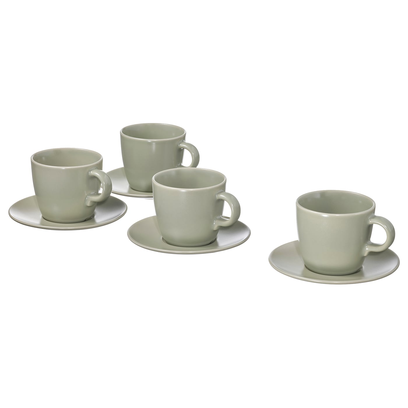 IKEA FÄRGKLAR Tasse mit Untertasse mattiert grün 25 cl