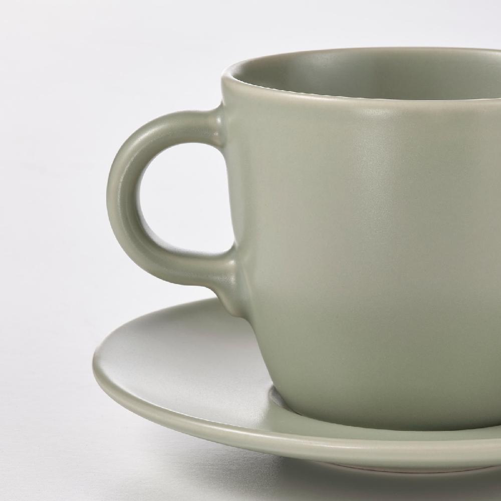 IKEA FÄRGKLAR Tasse mit Untertasse mattiert grün 25 cl Verkauf