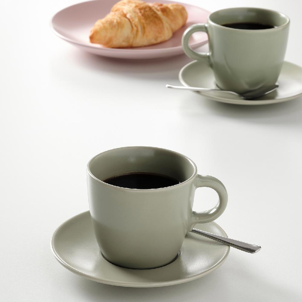 IKEA FÄRGKLAR Tasse mit Untertasse mattiert grün 25 cl Verkauf