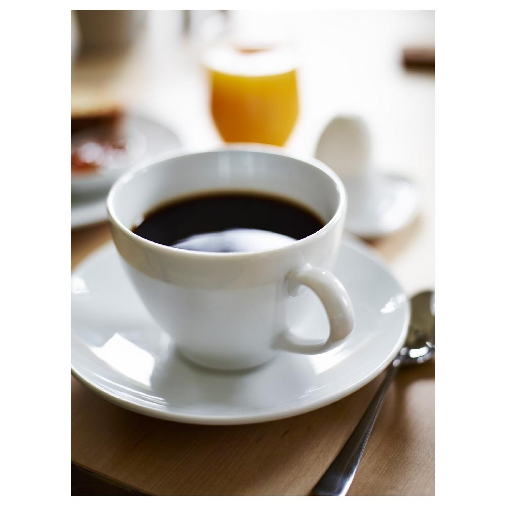 IKEA VÄRDERA Kaffeetasse und Untertasse weiß 20 cl Schlussverkauf