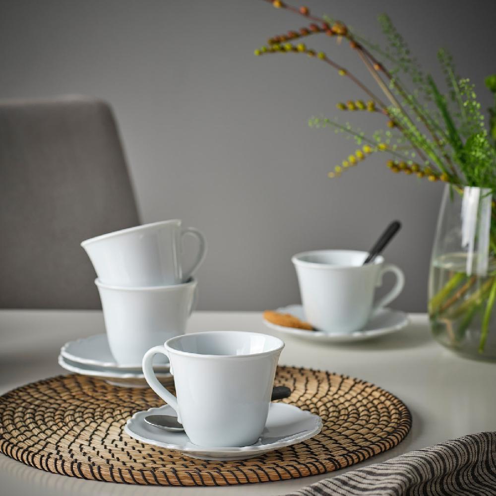 IKEA UPPLAGA Tasse mit Untertasse weiß 23 cl Meist gekauft