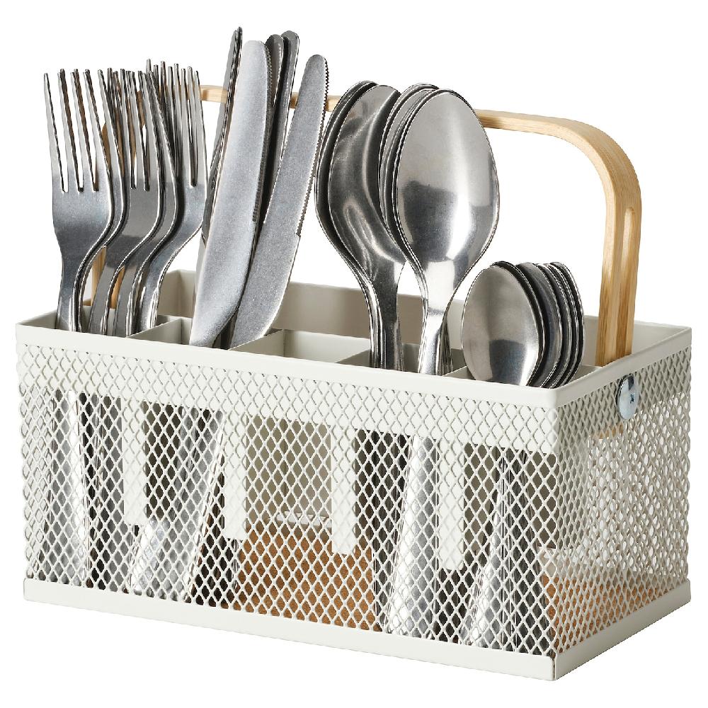 IKEA VIMPELFISK Besteck 24-tlg. mit Halter Edelstahl Bambus/elfenbeinweiß