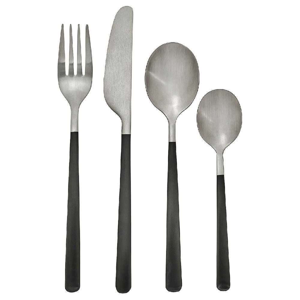 IKEA LÖFTESRIK Besteck 24-tlg. schwarz/Edelstahl Satin Letzter Tag