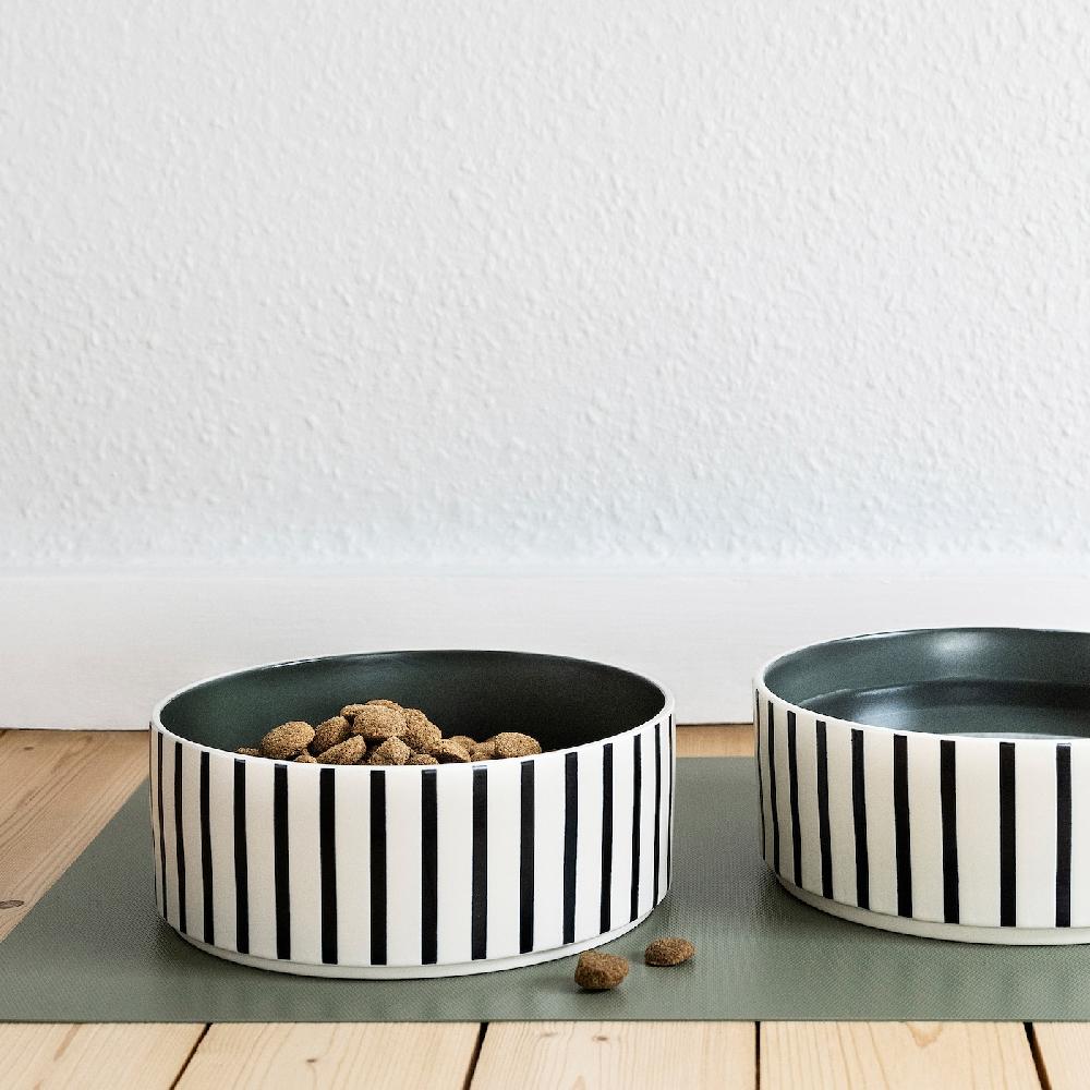IKEA UTSÅDD Napf für Haustier Streifen schwarzblau/graugrün 19 cm Schlussverkauf
