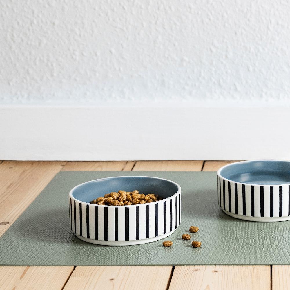 IKEA UTSÅDD Napf für Haustier Streifen schwarzblau/graublau 11 cm Kostenloser Versand