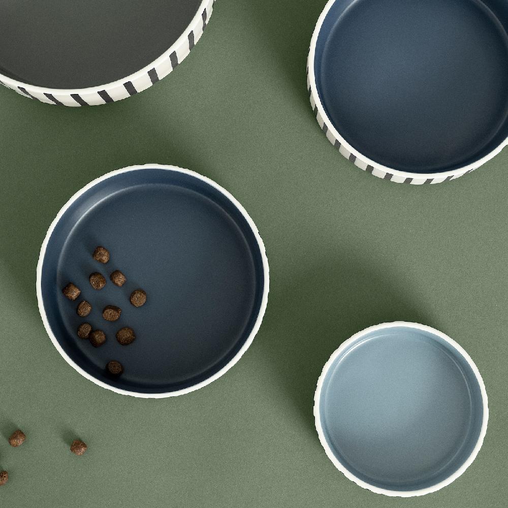 IKEA UTSÅDD Napf für Haustier Streifen schwarzblau/graublau 11 cm Kostenloser Versand