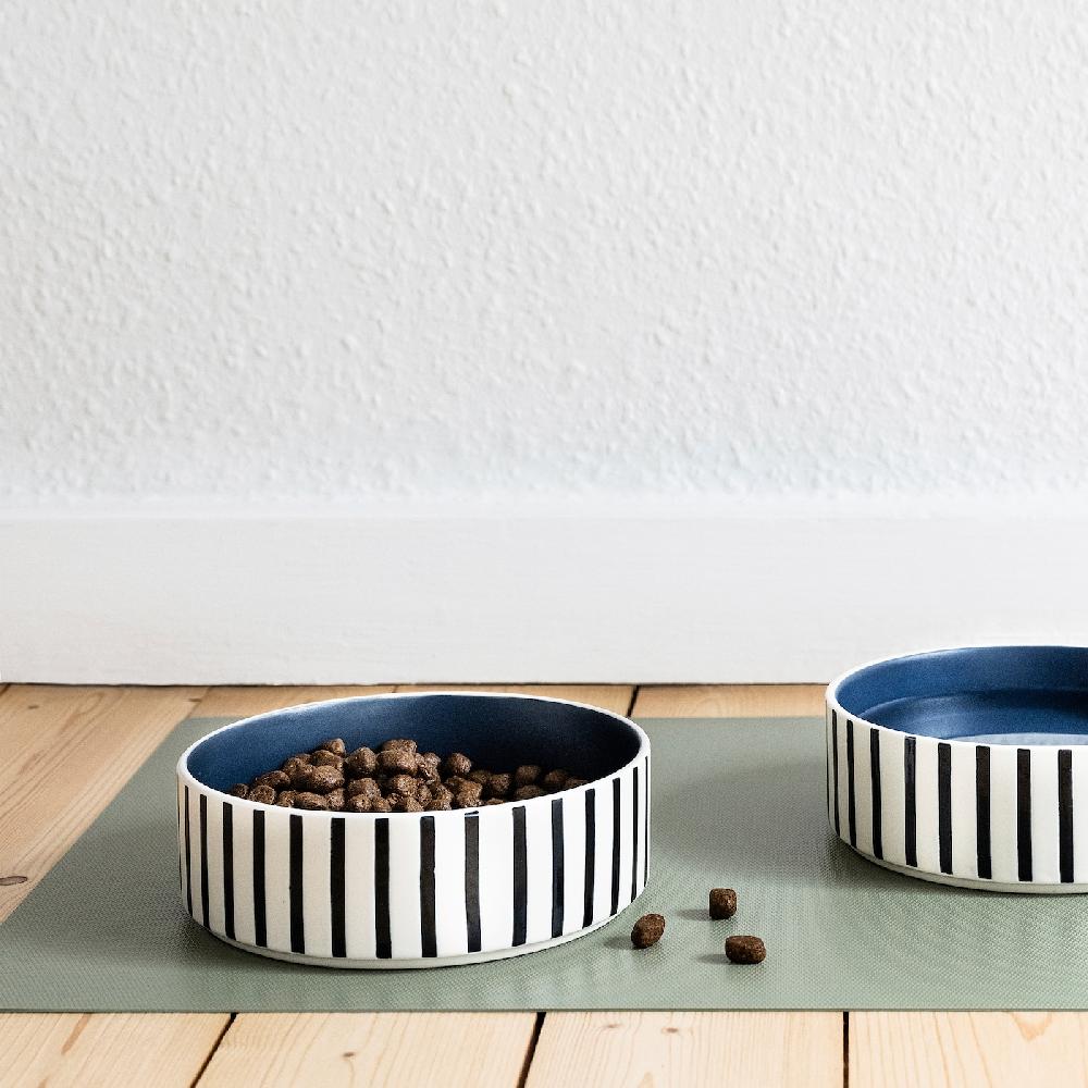 IKEA UTSÅDD Napf für Haustier Streifen schwarzblau/dunkelblau 15 cm Limitierter Zeitrabatt