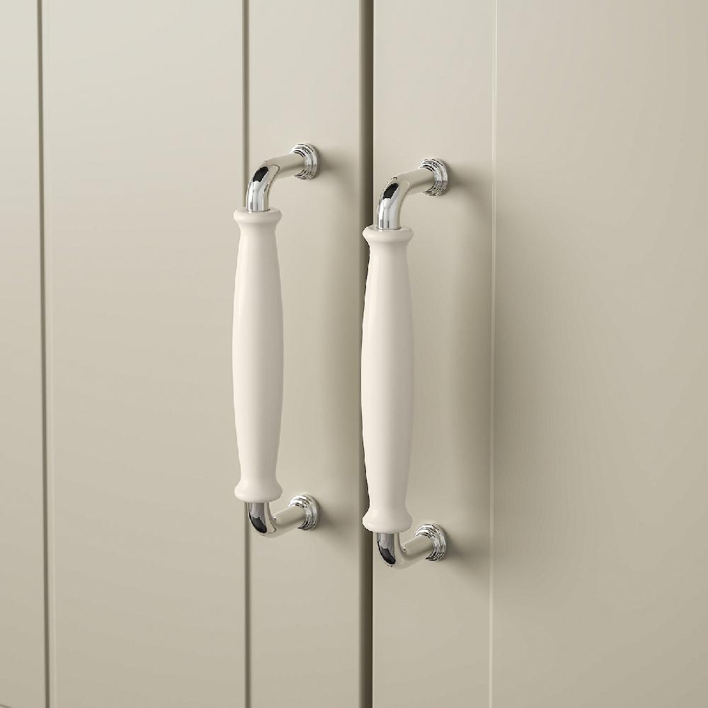 IKEA KLINGSTORP Griff elfenbeinweiß/verchromt 141 mm Exklusive Angebote
