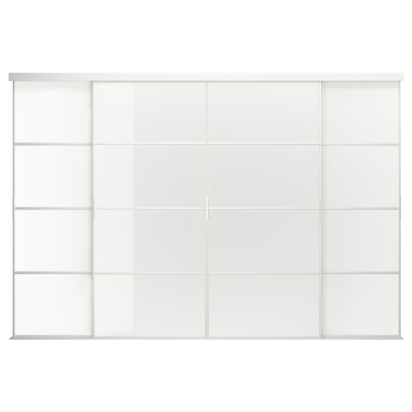 IKEA SKYTTA / FÄRVIK Schiebetür-Kombination weiß/weiß Glas 351x240 cm