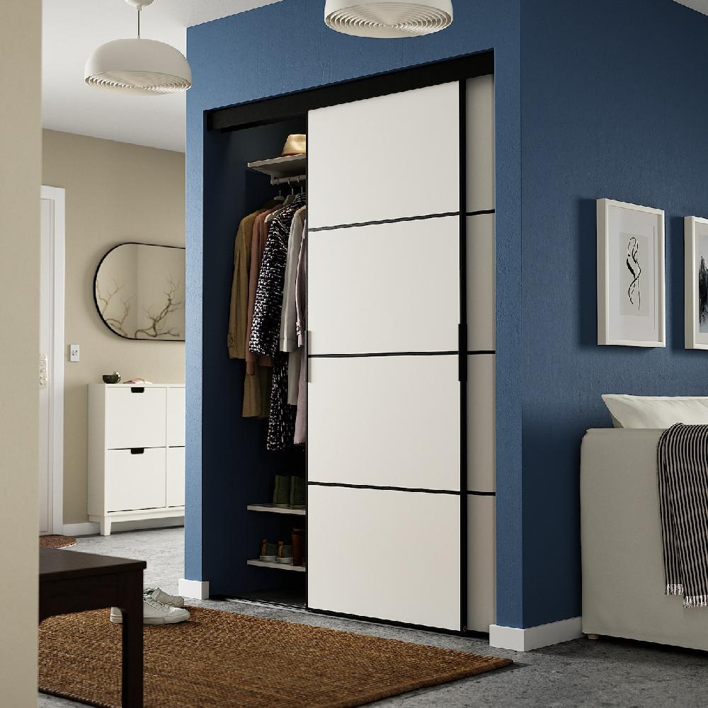 IKEA SKYTTA / MEHAMN Schiebetür-Kombination schwarz/doppelseitig weiß 152x205 cm Rabatte dieses Monats