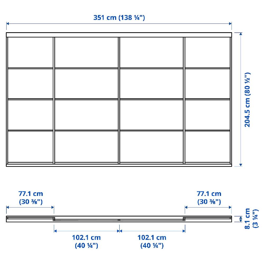 IKEA SKYTTA / SVARTISDAL Schiebetür-Kombination schwarz/weiß Papier 351x205 cm Outlet