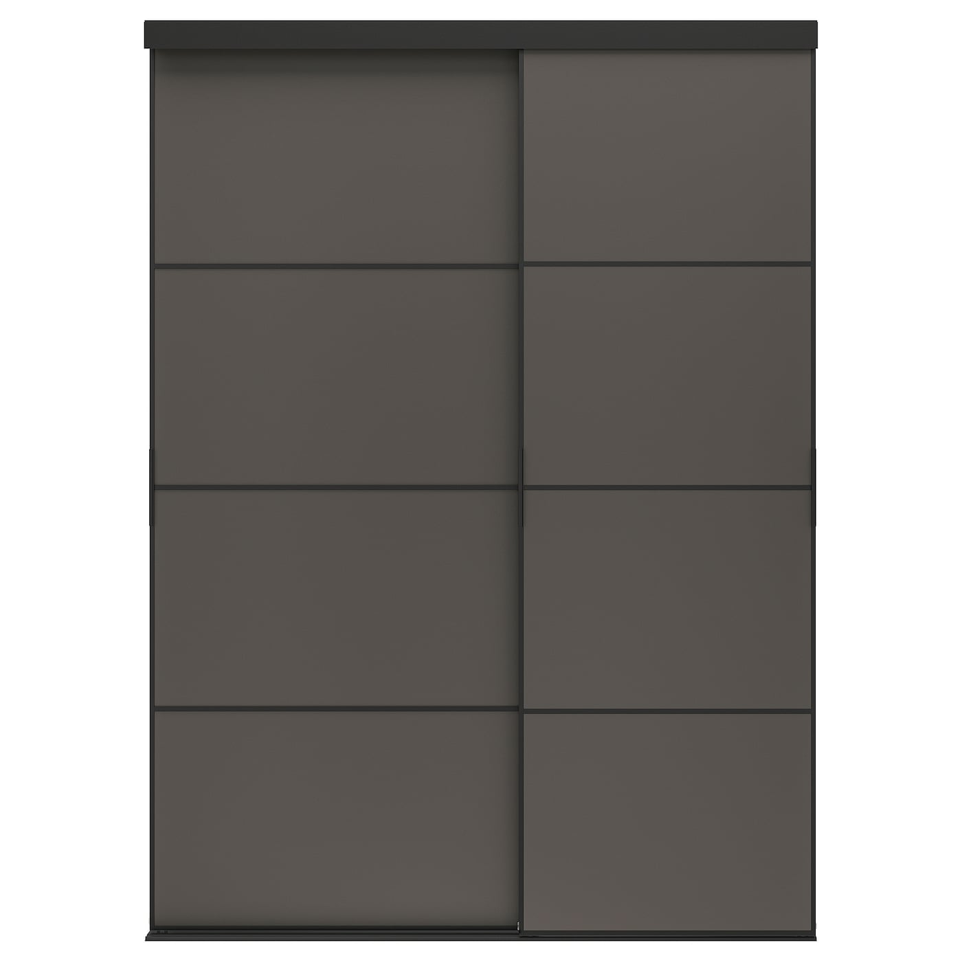 IKEA SKYTTA / MEHAMN Schiebetür-Kombination schwarz/doppelseitig dunkelgrau 177x240 cm