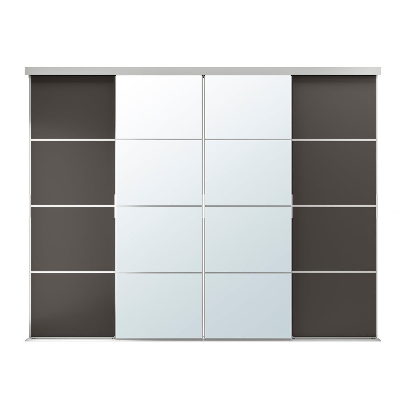 IKEA SKYTTA / MEHAMN/AULI Schiebetür-Kombination Aluminium/dunkelgrau Spiegelglas 301x240 cm
