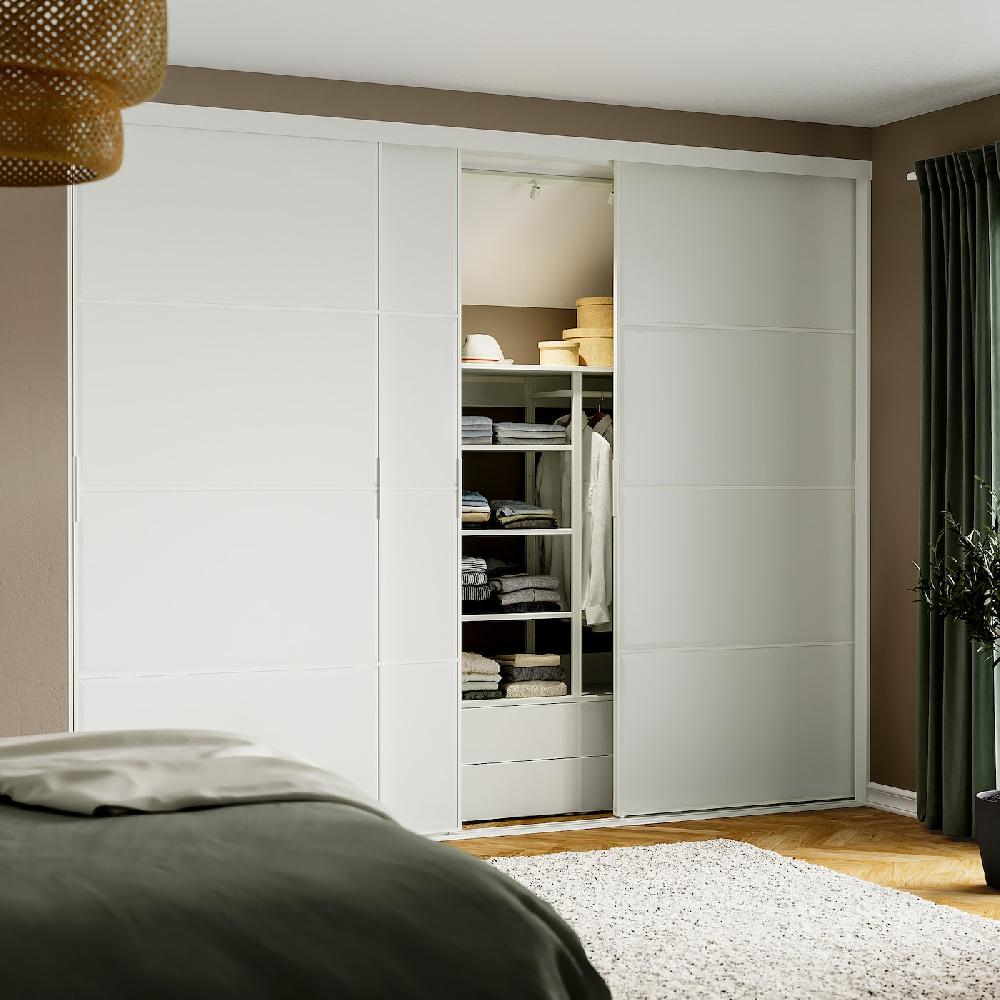 IKEA SKYTTA / TJÖRHOM Schiebetür-Kombination weiß/weiß 301x240 cm Schlussverkauf
