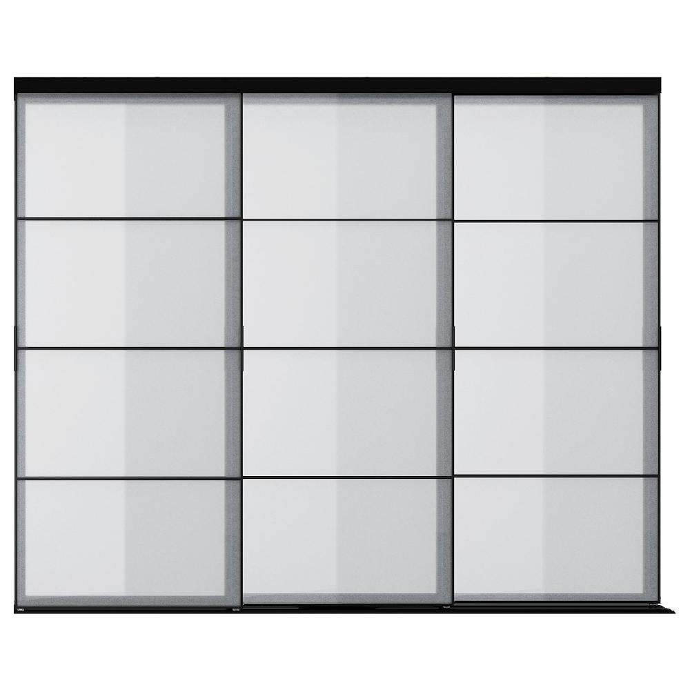 IKEA SKYTTA / SVARTISDAL Schiebetür-Kombination schwarz/weiß Papiereffekt 301x240 cm