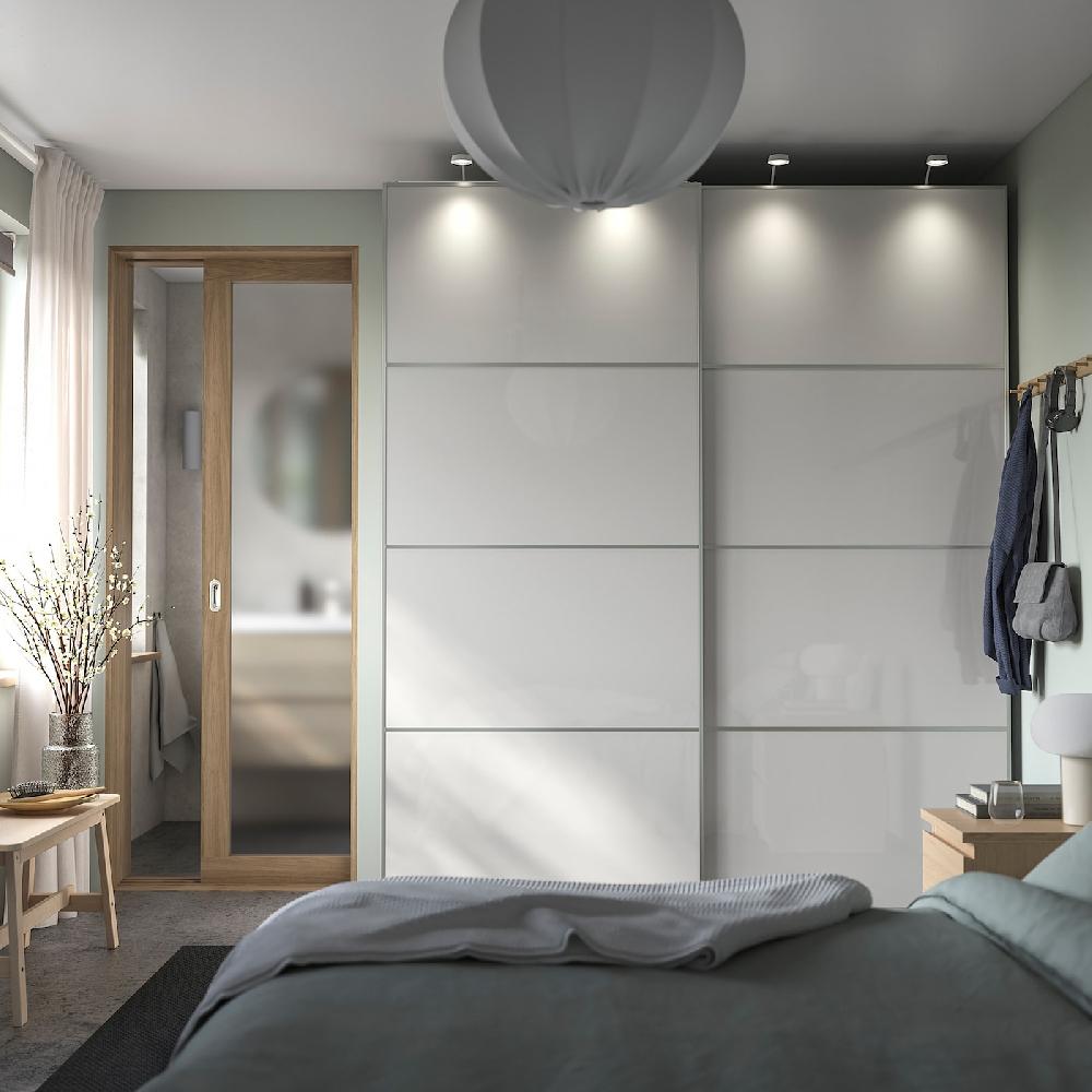 IKEA HOKKSUND 4 Paneele f Schiebetürrahmen Hochglanz hellgrau 100x236 cm Rabatt