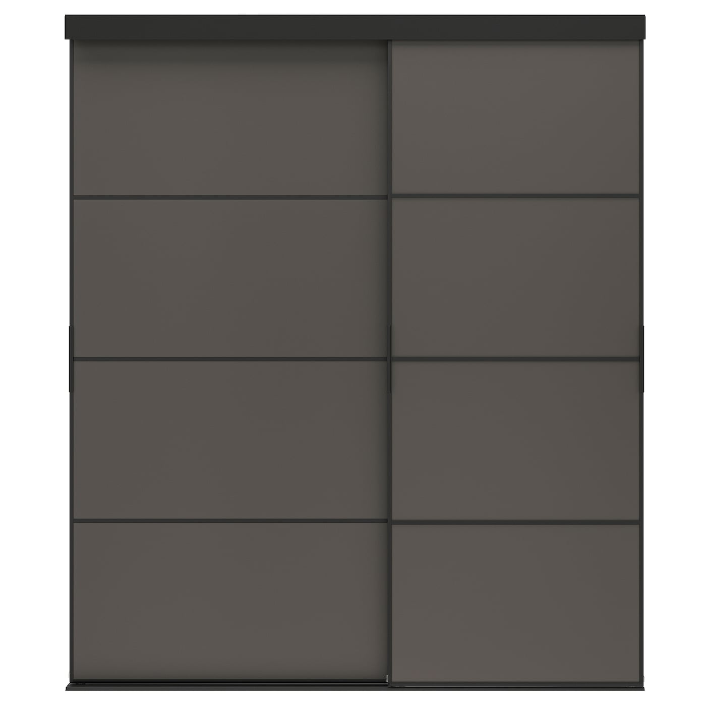 IKEA SKYTTA / MEHAMN Schiebetür-Kombination schwarz/doppelseitig dunkelgrau 177x205 cm