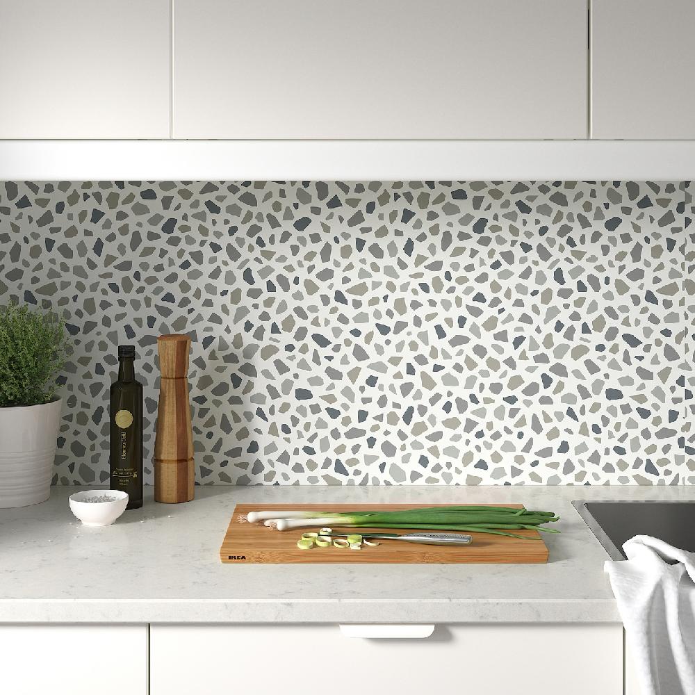 IKEA LYSEKIL Wandpaneel doppelseitig weiß marmoriert/Terrazzomuster 119.6x55 cm Heißer Verkauf