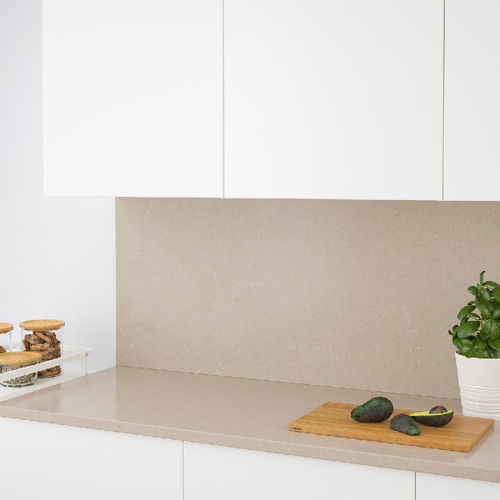 IKEA RÅHULT Wandpaneel maßgefertigt dunkelbeige marmoriert/Quarzkomposit 1 m²x1.2 cm Riesige Ersparnisse