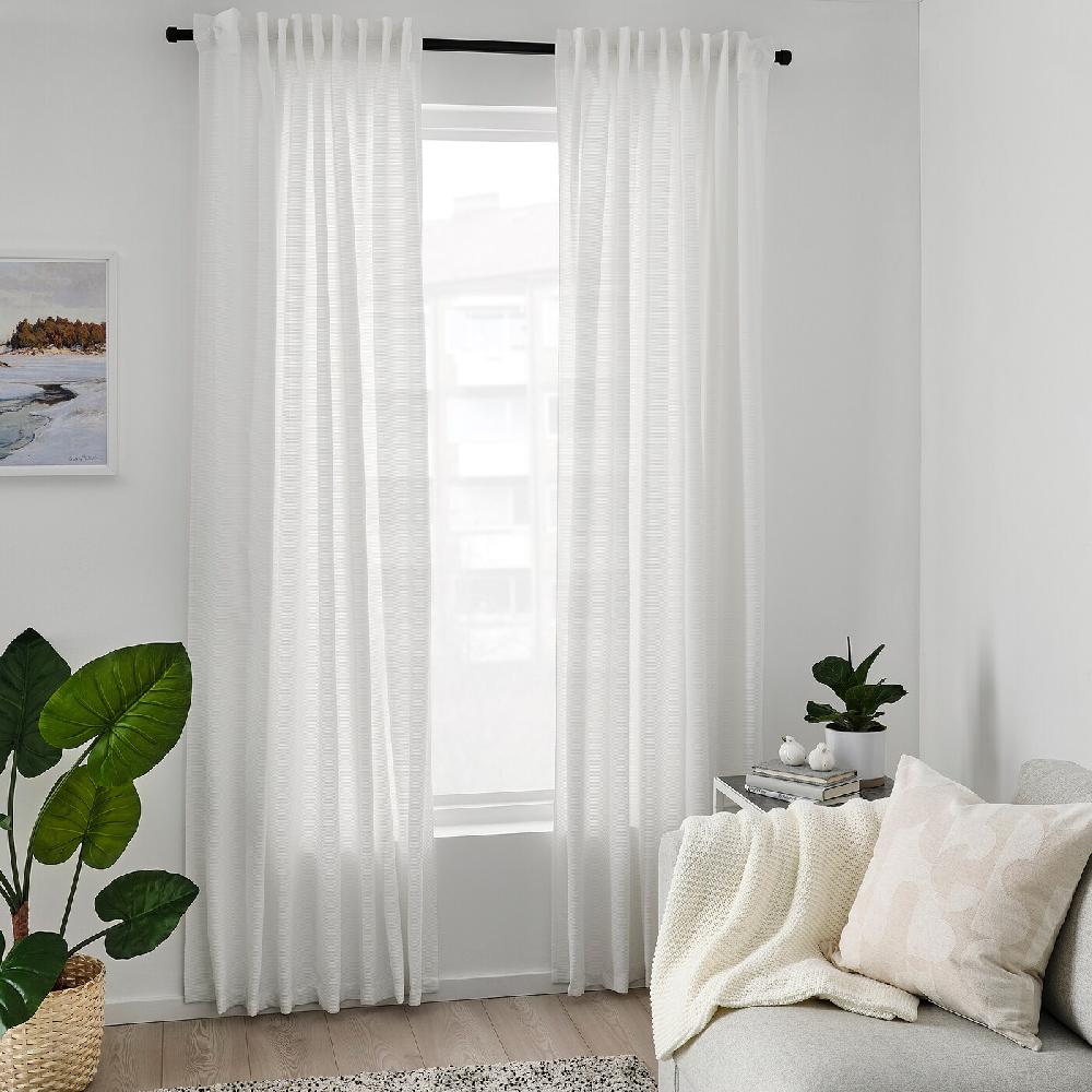 IKEA GUNNLAUG Gardine geräuschdämmend weiß 145x300 cm Nur für heute
