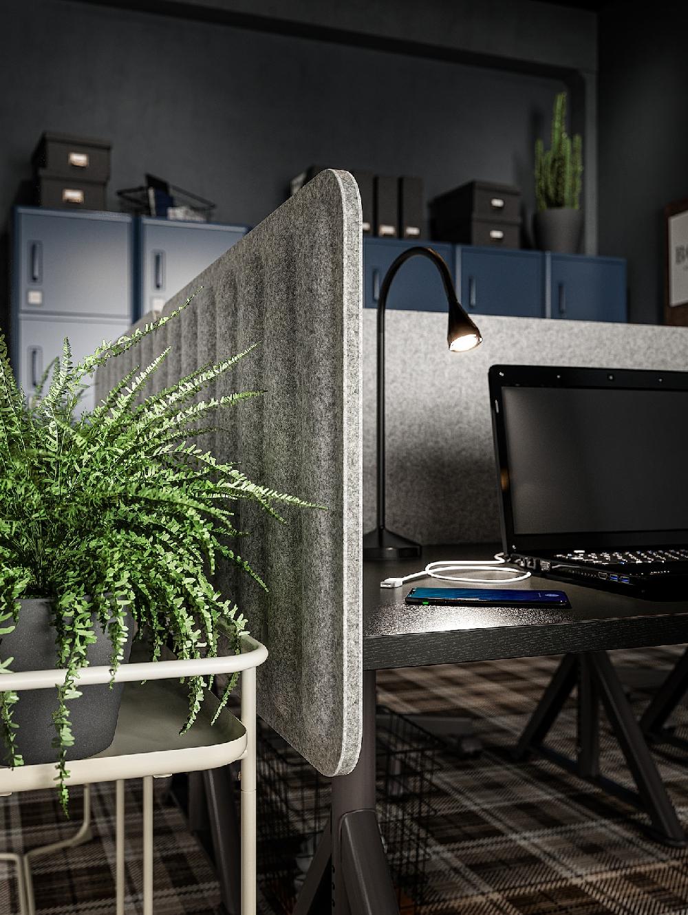 IKEA EILIF Abschirmung für Schreibtisch grau 80x48 cm Super Rabatt
