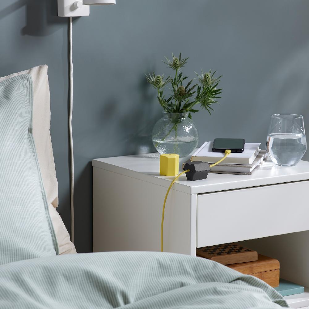 IKEA HAVSKÅL USB-Anker 2-tlg. schwarz/gelb 50% Rabatt für begrenzte Zeit