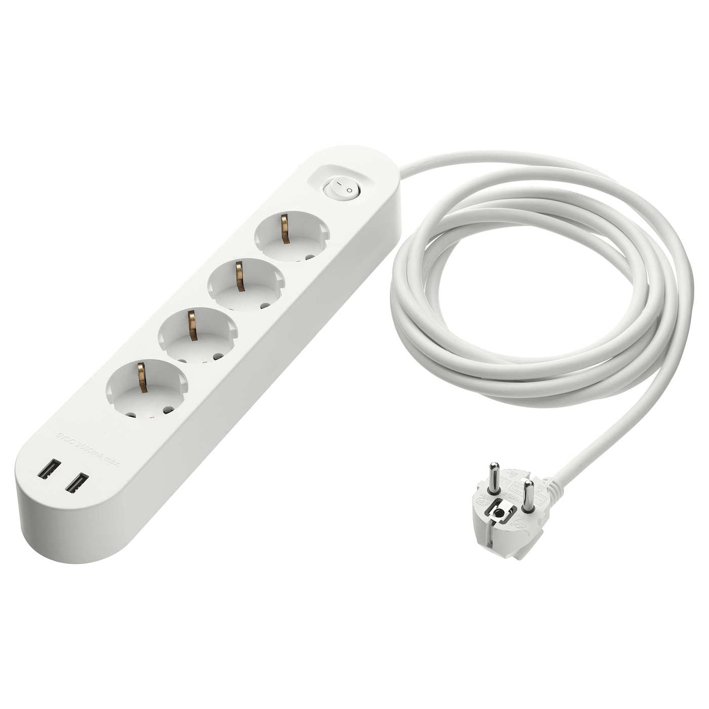 IKEA KOPPLA Vierfachsteckdose/2 USB-Anschl. weiß 3.0 m Online