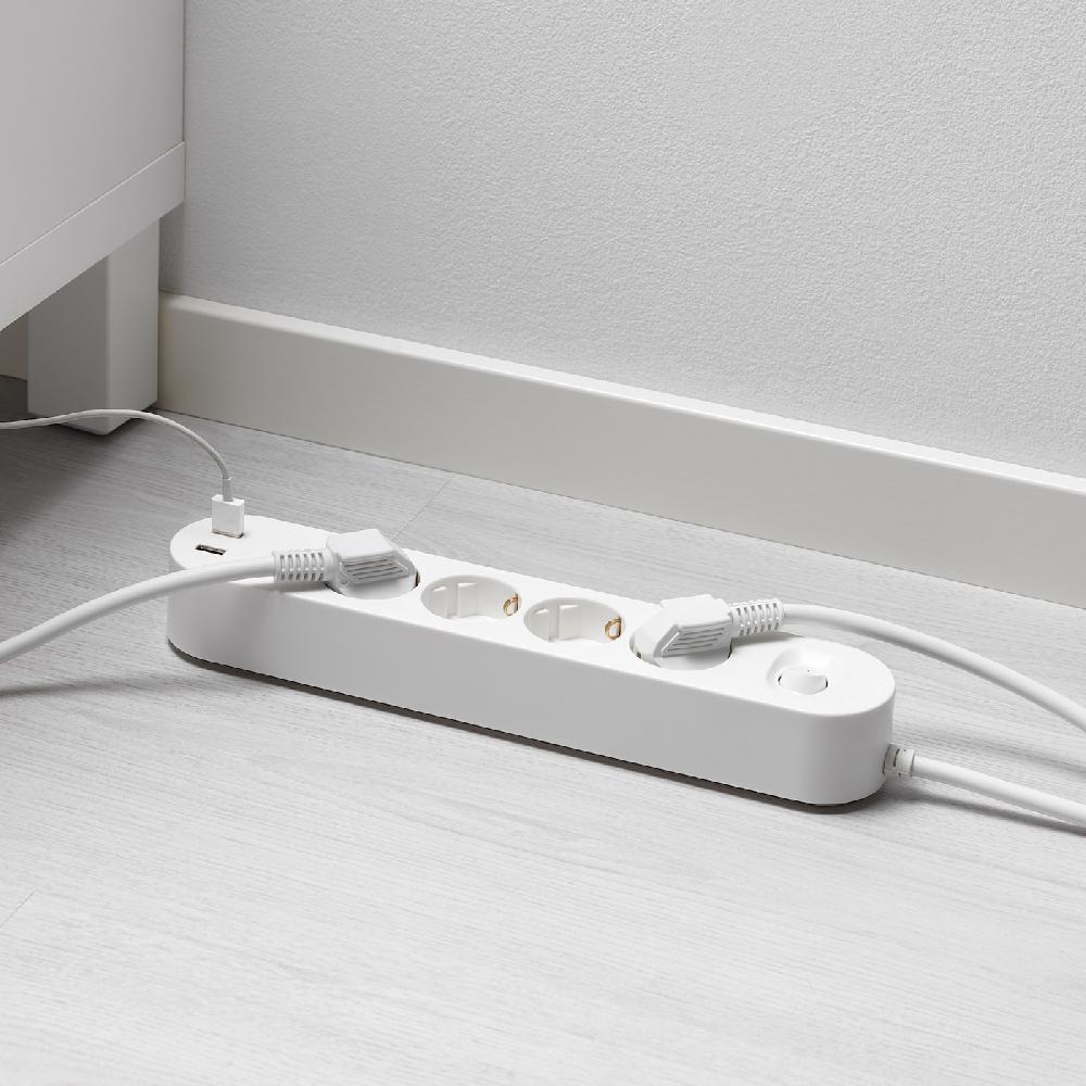 IKEA KOPPLA Vierfachsteckdose/2 USB-Anschl. weiß 3.0 m Online