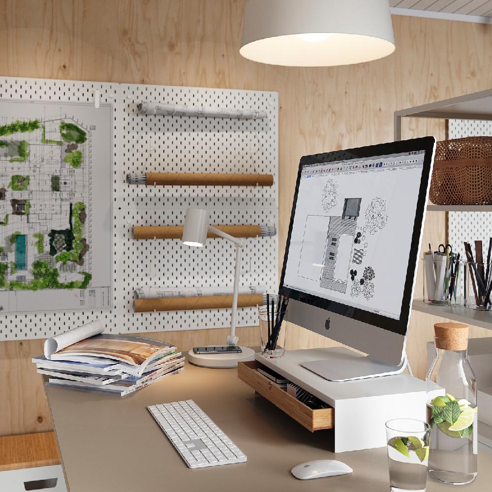 IKEA ELLOVEN Monitorerhöhung mit Schublade weiß Hotsell