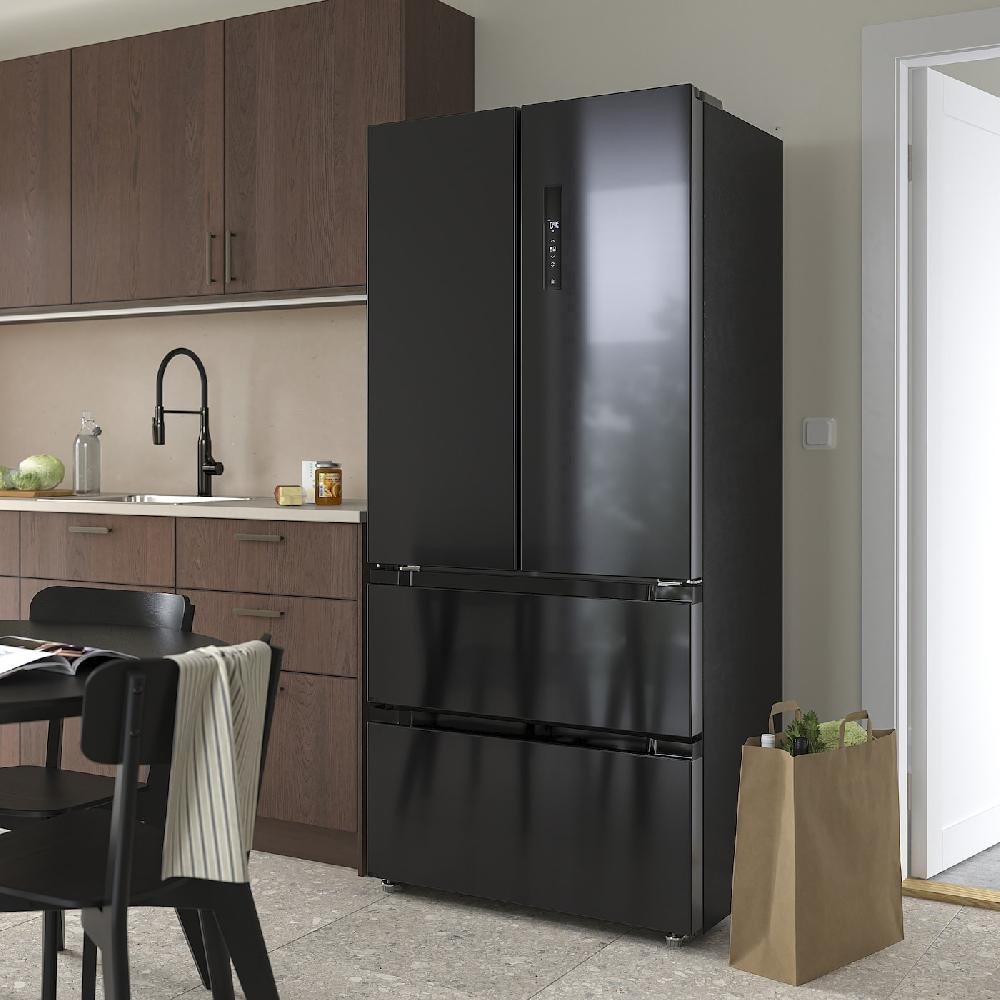 IKEA RIBBENÅS Kühl-/Gefrierschrank doppeltürig IKEA 700 frei stehend/schwarz Edelstahl 347/169 l Weihnachtsangebot