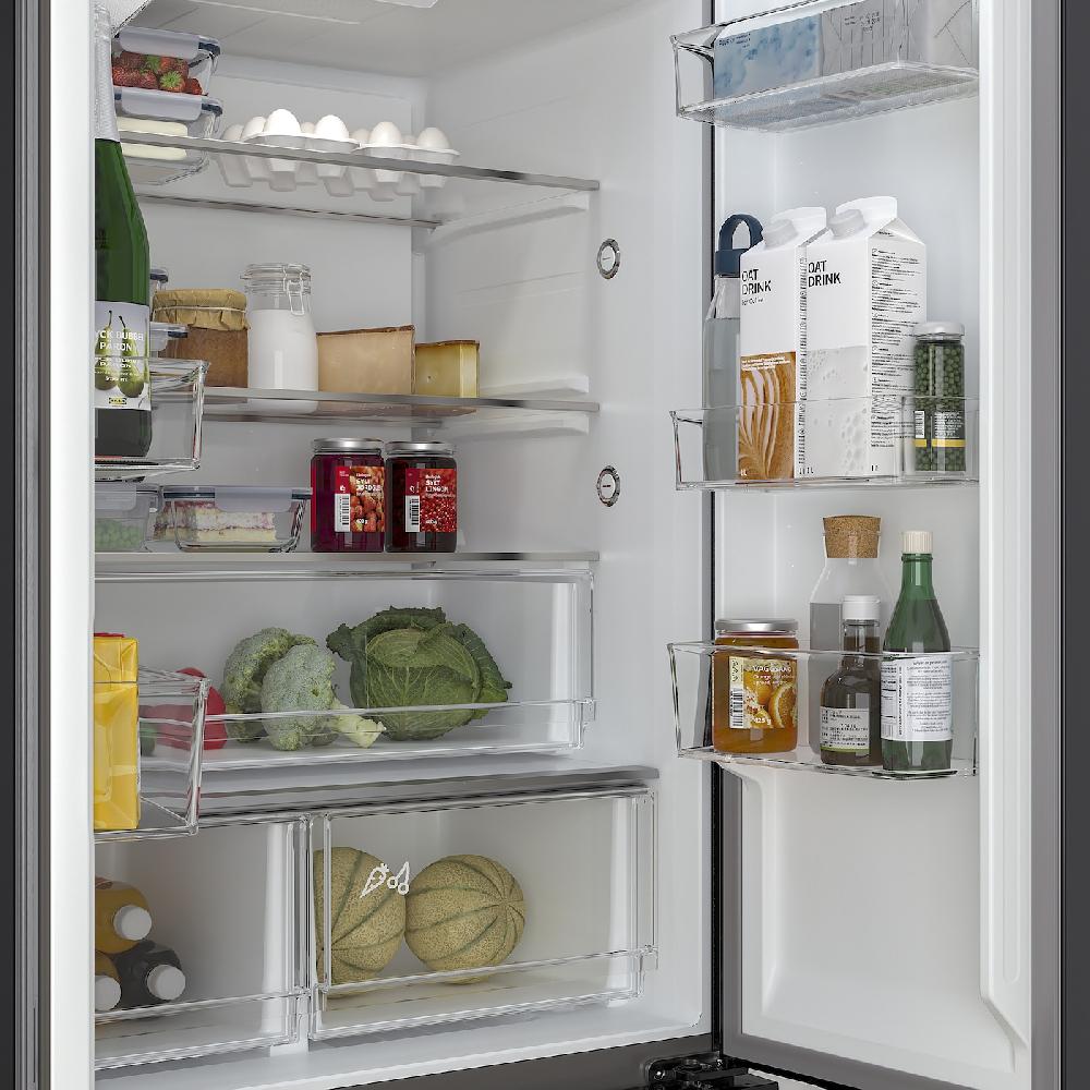 IKEA RIBBENÅS Kühl-/Gefrierschrank doppeltürig IKEA 700 frei stehend/schwarz Edelstahl 347/169 l Weihnachtsangebot
