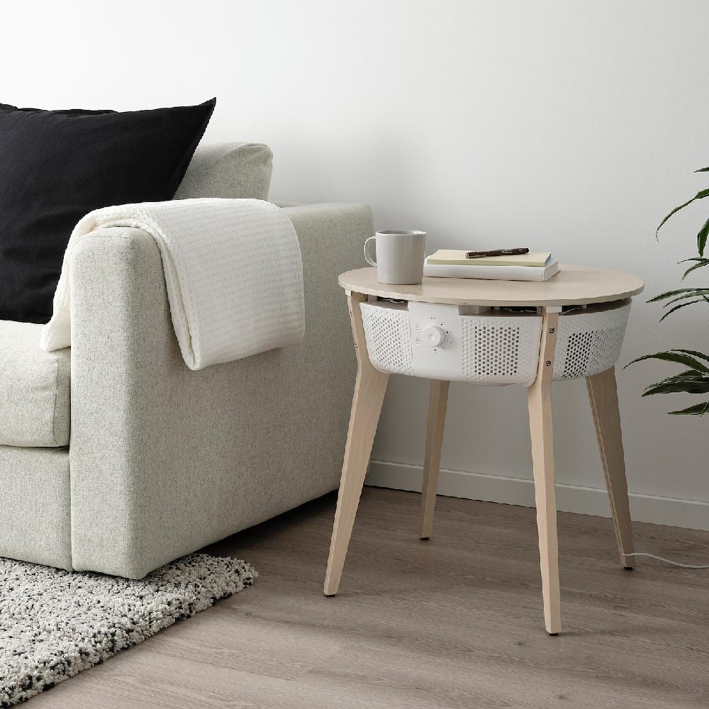IKEA STARKVIND Tisch mit Luftreiniger Zusatzgasfilter gebeiztes Eichenfurnier/weiß Super Sparpreis