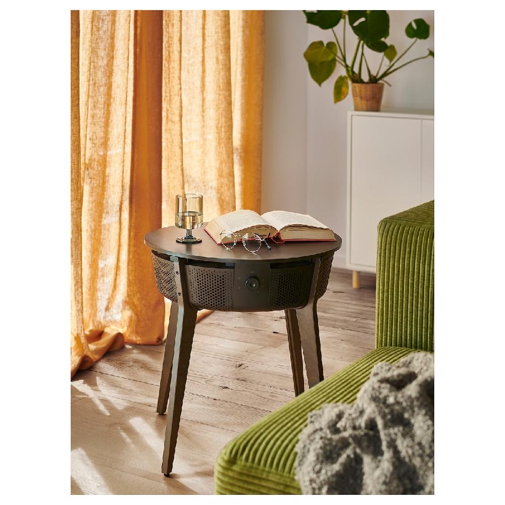 IKEA STARKVIND Tisch mit Luftreiniger gebeiztes Eichenfurnier/dunkelbraun smart Kostenlose Rückgabe