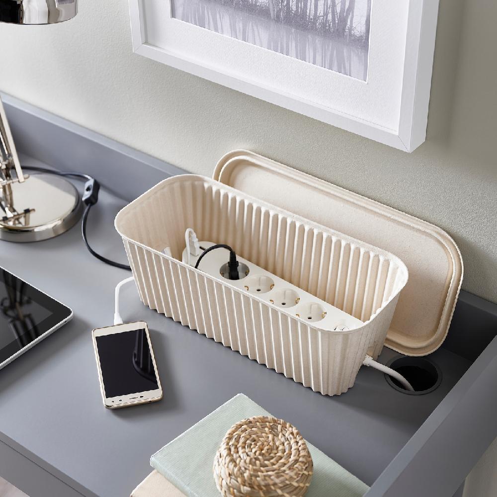 IKEA HÖNSNÄT Ladestation mit Kabelaufbewahrung naturfarben 38x18x14 cm Nur noch ein Tag übrig