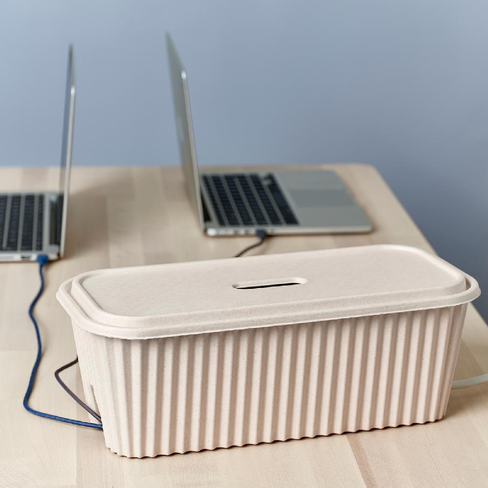 IKEA HÖNSNÄT Ladestation mit Kabelaufbewahrung naturfarben 38x18x14 cm Nur noch ein Tag übrig