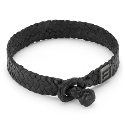 manufactum Herren-Lederarmband geflochten Schwarz