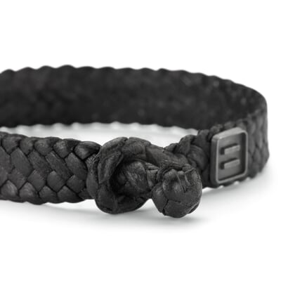 manufactum Herren-Lederarmband geflochten Schwarz Nur noch ein Tag übrig