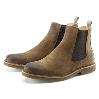 manufactum Herren-Chelsea-Boot Velours Braun