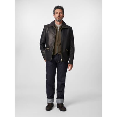 manufactum Herren-Roadsterjacke Pferdeleder Schwarzbraun Begrenzt auf 3 Tage