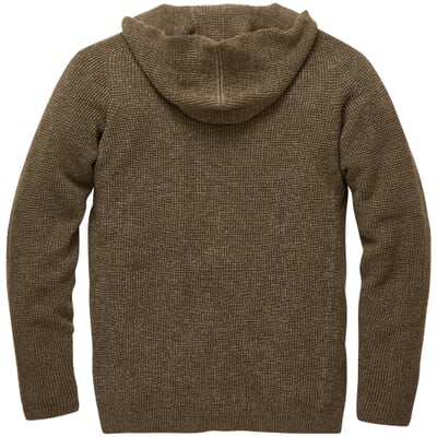 manufactum Herren-Strickhoodie Braunmelange Tiefpreis