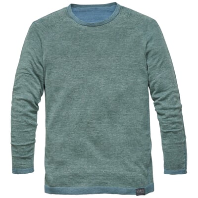 manufactum Herrenpullover plattiert Grünmelange Zeitbegrenzte Promotion