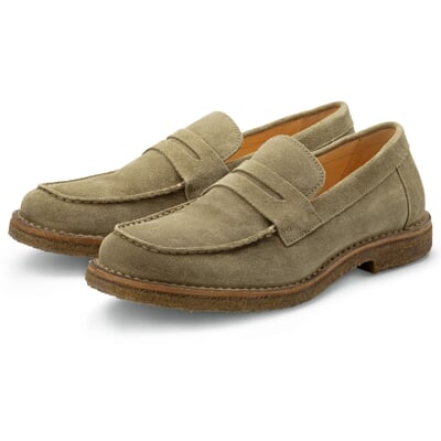 manufactum Herren-Loafer Rauleder Graugrün