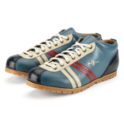 manufactum Lederschuh Liga Profilsohle Azur-Blau