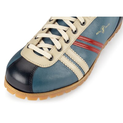 manufactum Lederschuh Liga Profilsohle Azur-Blau Hotsell